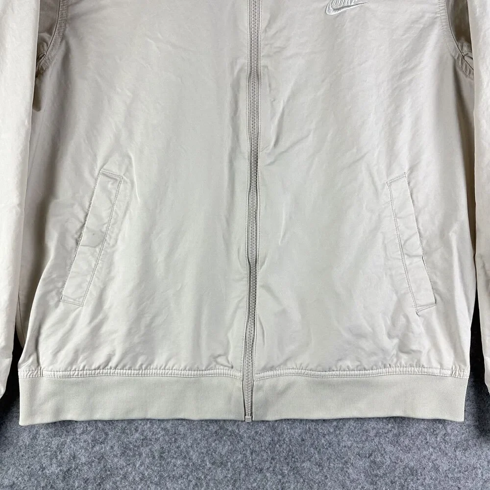 Nike Bomber Jacket Mens Large Cream Essentials Full Zip Lightweight Sportswear*